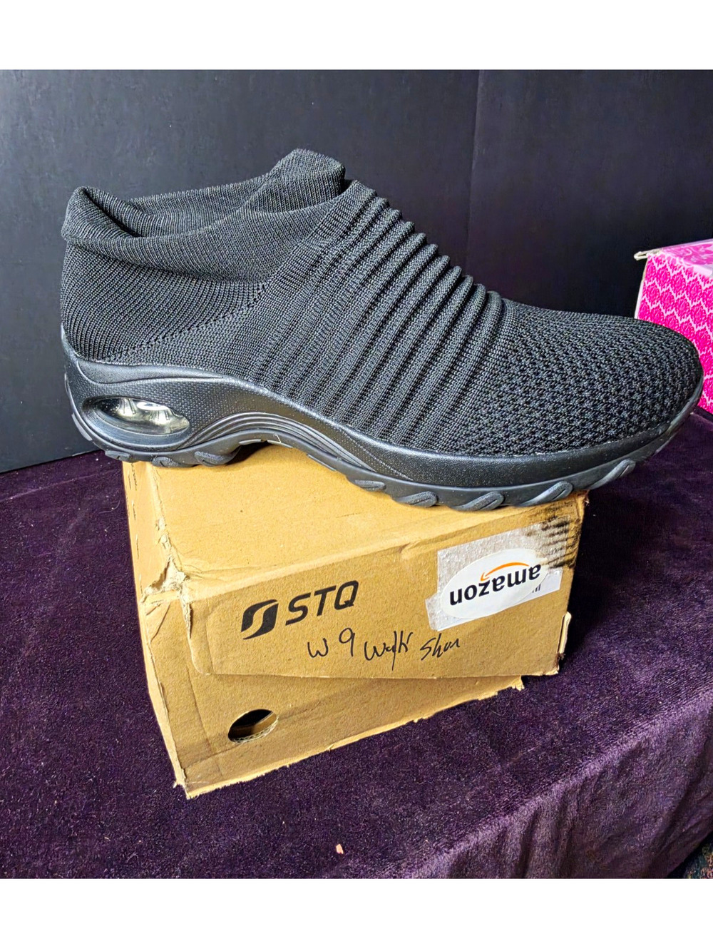 STQ Men's Black Low Top Slip-On Mesh Athletic Sneakers US 9